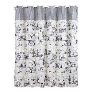 Paseo Road Ranch Life Western Striped Shower Curtain  NWT